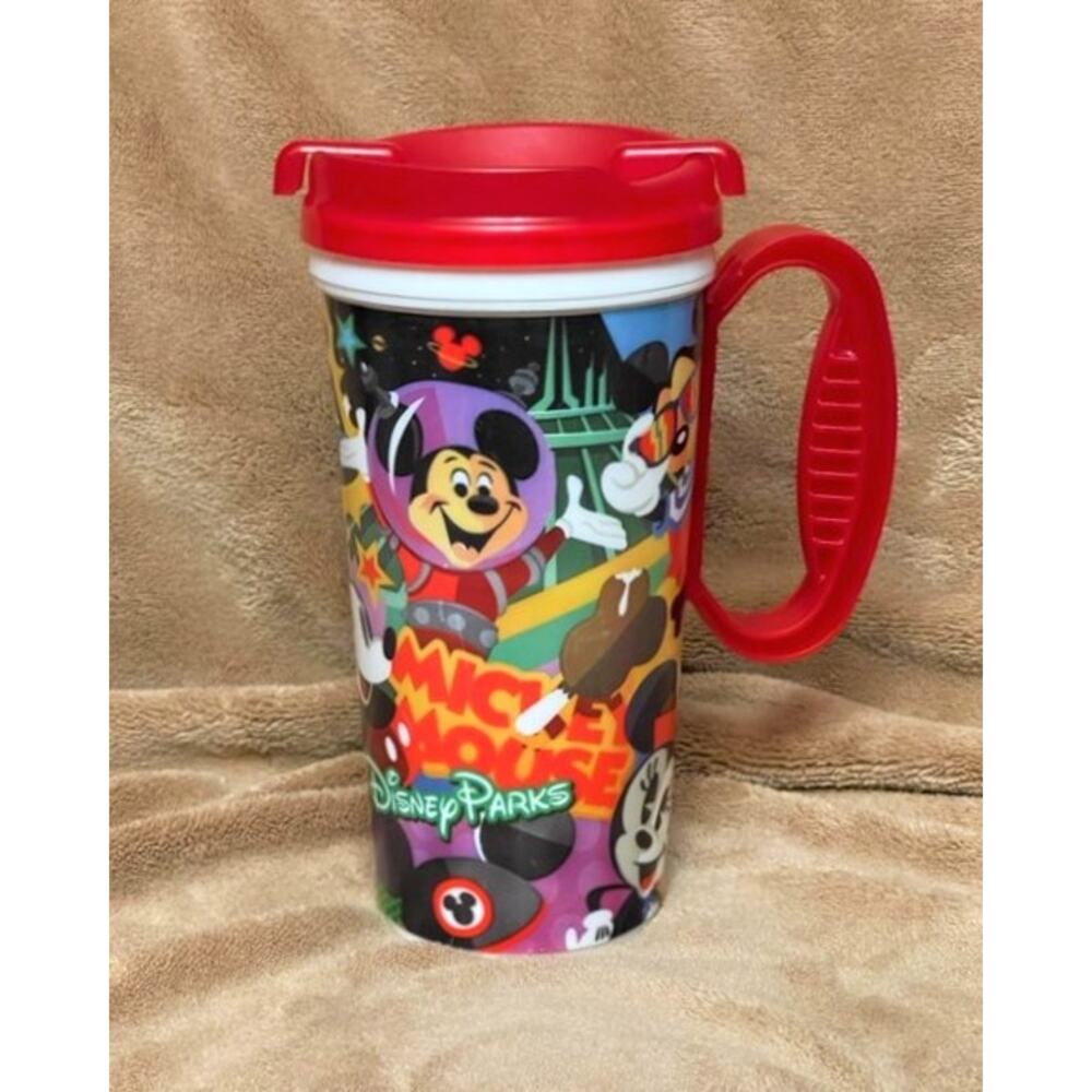 Disney World  Parks Thermal Travel Mug- Mickey Through the Years- Red Trim
